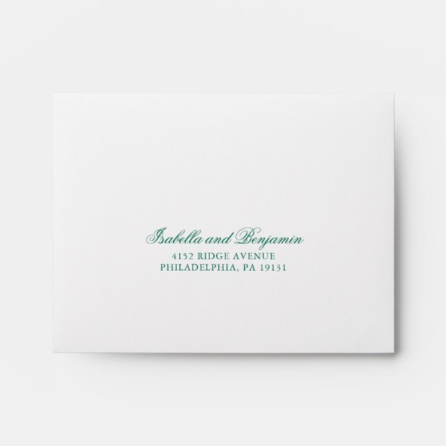 Enveloppe Mariage officiel RSVP traditionnel Emerald Green (Devant)