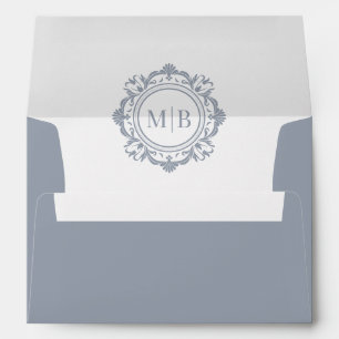 Enveloppe Mariage or de monogramme floral orné