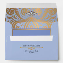 Mariage Or Diamant Art Déco Élégant Bleu
