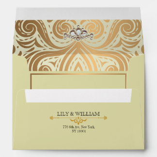 Enveloppe Mariage Or Diamant Art Déco Élégant Ivoire