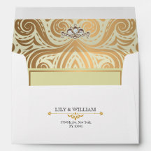 Mariage Or Diamant Art Déco Élégant Ivoire