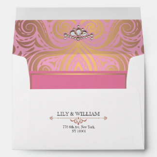 Enveloppe Mariage or Rose rose élégant Artdeco Diamond