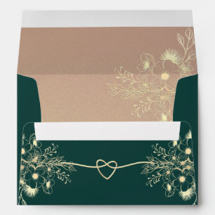 Enveloppe Mariage Or Vert Emeraude