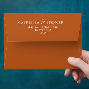 Enveloppe Mariage orange brûlé simple et moderne