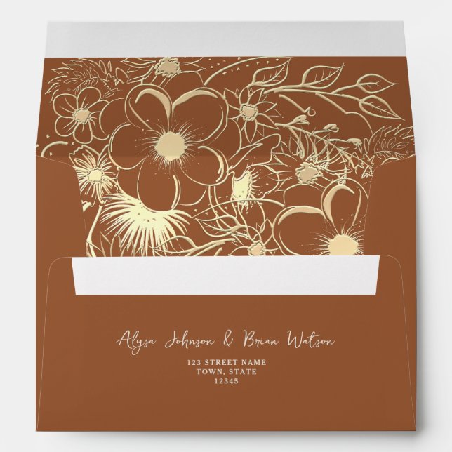 Enveloppe Mariage orange brûlée (Dos (Bas))