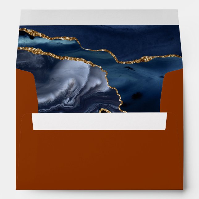 Enveloppe Mariage orange brûlée par agent bleu (Dos (Bas))