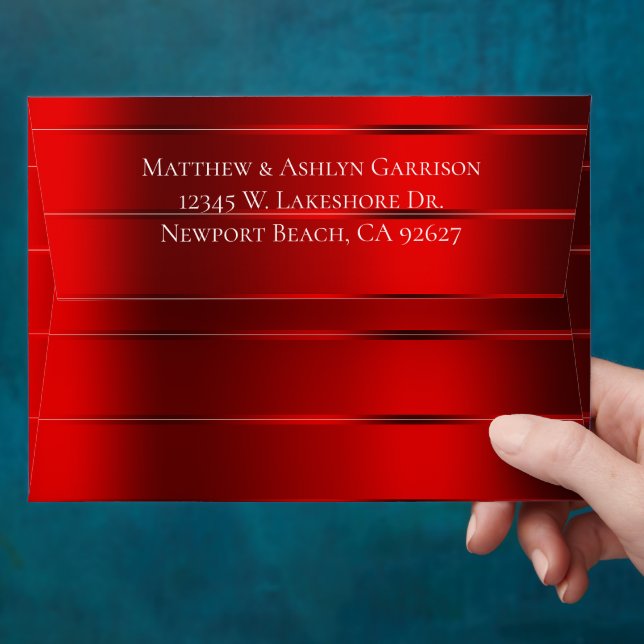 Enveloppe Mariage ou Baby Shower Ruban Rouge (Hand)