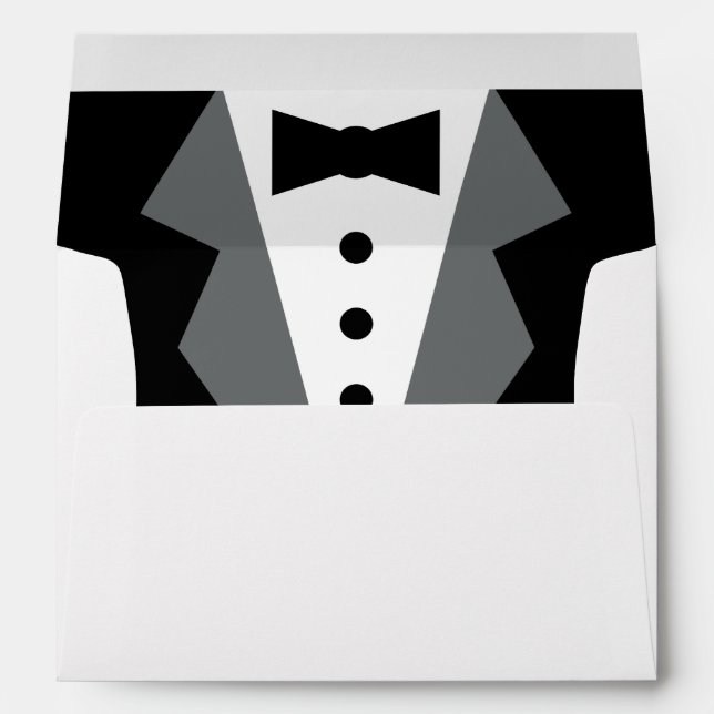 Enveloppe Mariage ou événement de Cravate noire Tuxedo (Dos (Bas))