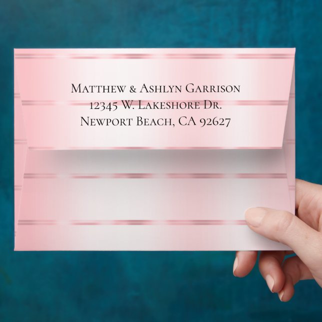 Enveloppe Mariage ou Fête de Fiançailles Ruban Rose (Hand)