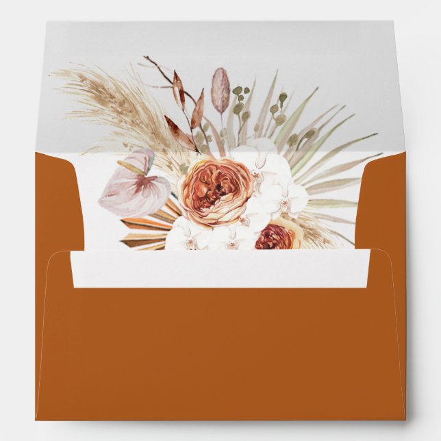 Enveloppe Mariage Pampas Grass Boho Terracotta (Dos (Bas))
