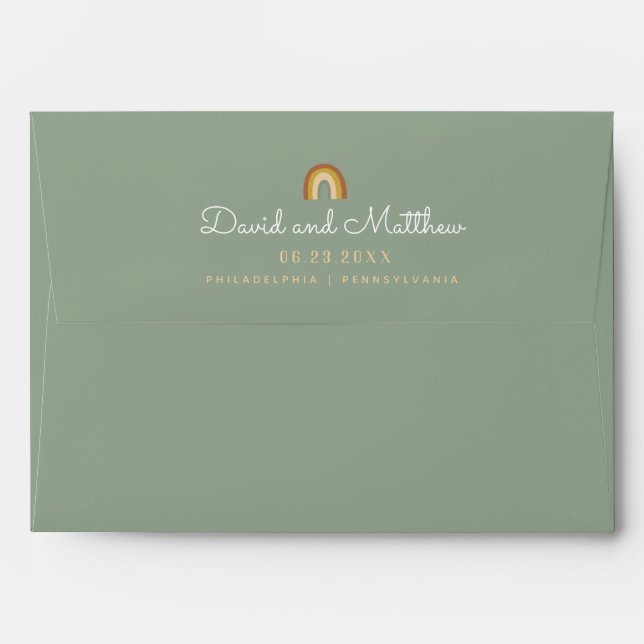 Enveloppe Mariage pastel vert Raibow (Dos (Haut rabat))