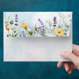 Enveloppe Mariage personnalisé à l'aquarelle de fleurs sauva