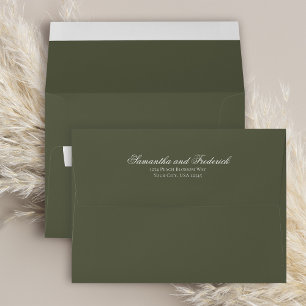 Enveloppe Mariage personnalisé minimaliste vert olive