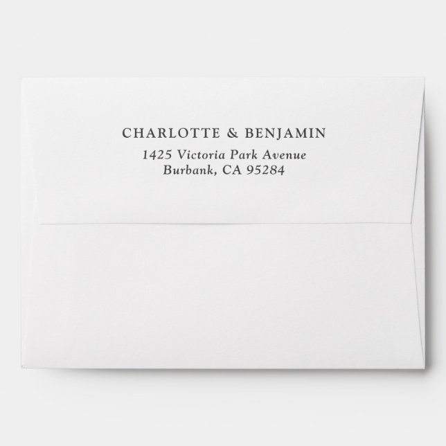 Enveloppe Mariage personnalisé moderne blanc 5,25x7,25 (Dos (Haut rabat))