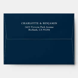 Enveloppe Mariage personnalisé moderne bleu 5,25x7,25