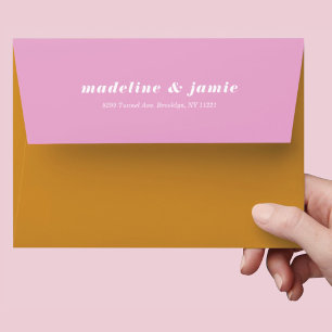 Enveloppe Mariage personnalisé moderne minimaliste rose et j