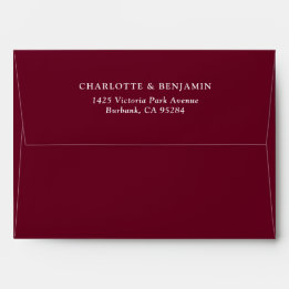 Enveloppe Mariage personnalisé moderne rouge Bourgogne 5.25x
