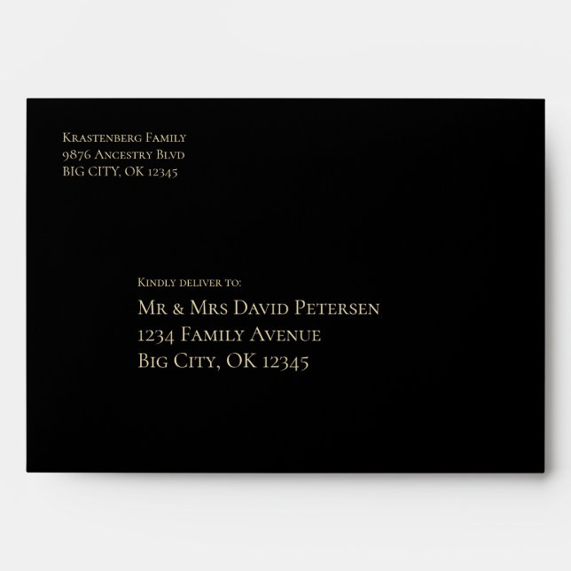 Enveloppe Mariage Personnalisé Nom Dark Moody Vanilla White  (Devant)
