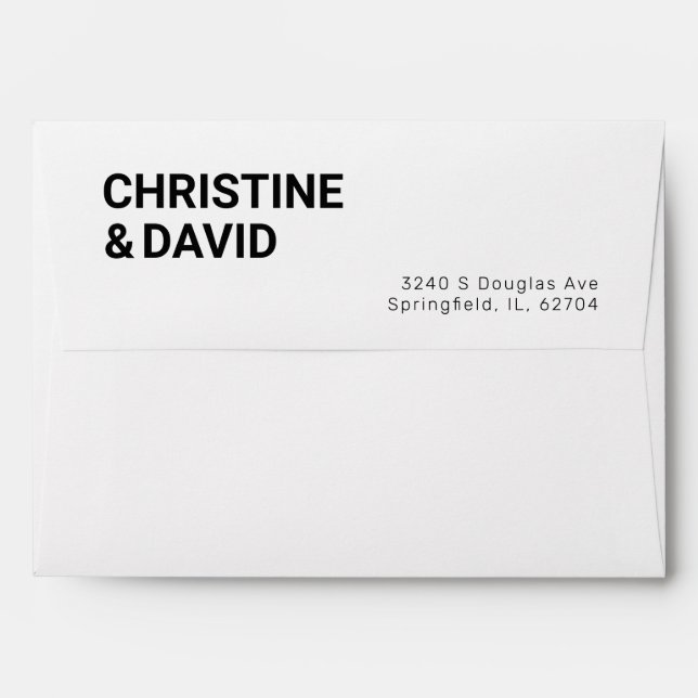 Enveloppe Mariage personnalisé simple en gras (Dos (Haut rabat))