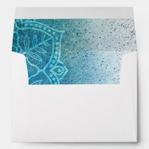 Enveloppe Mariage personnalisée Mandala bleu