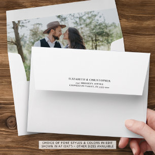 Enveloppe Mariage Photo à l'intérieur Adresse de retour
