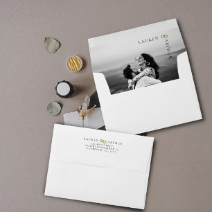 Enveloppe Mariage photo blanc moderne ultra chic minimaliste