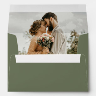 Enveloppe Mariage photo couleur vert foncé
