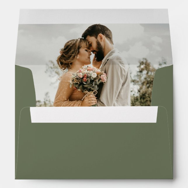 Enveloppe Mariage photo couleur vert foncé (Dos (Bas))