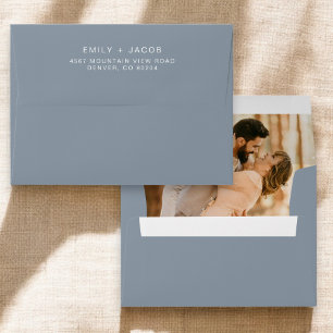 Enveloppe Mariage photo Dusty Blue Minimalist
