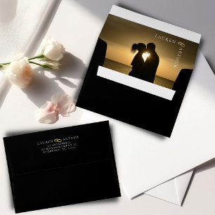 Enveloppe Mariage photo noir moderne ultra chic minimaliste