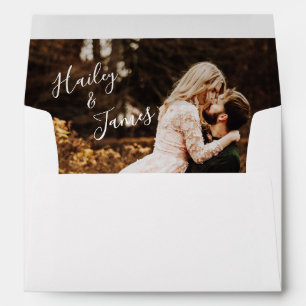 Enveloppe Mariage photo simple noir et blanc élégant