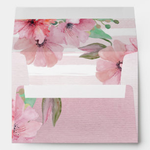 Enveloppe Mariage Pink Stripes et Poppies