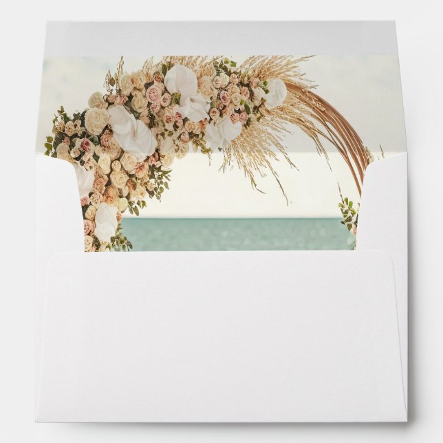 Enveloppe Mariage plage Roses d'Arbor (Dos (Bas))