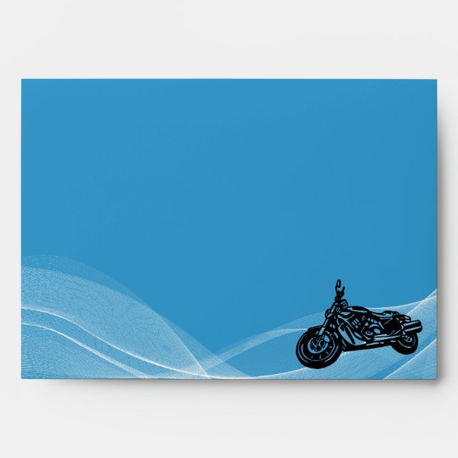 Enveloppe mariage pour motard bleu (Devant)