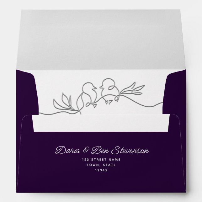 Enveloppe Mariage pourpre d'aubergine (Dos (Bas))