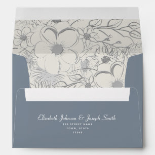 Enveloppe Mariage Poussiéreux Bleu Floral