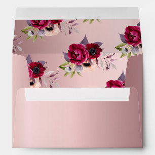 Enveloppe Mariage poussiéreux rose bouillon bordeaux glam