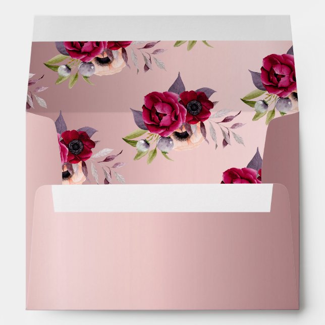 Enveloppe Mariage poussiéreux rose bouillon bordeaux glam (Dos (Bas))