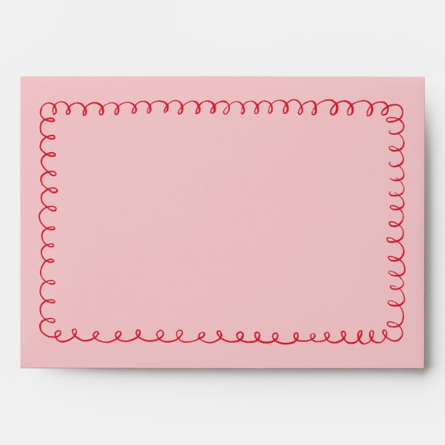 Enveloppe Mariage pré-adressé rose-rouge Quirky Doodle Frame (Devant)