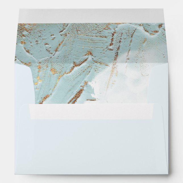 Enveloppe mariage préadressé en faux bleu texturé (Dos (Bas))