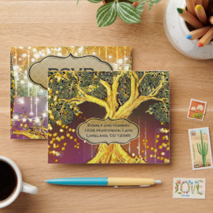 Enveloppe Mariage Radiant Purple & Gold Tree