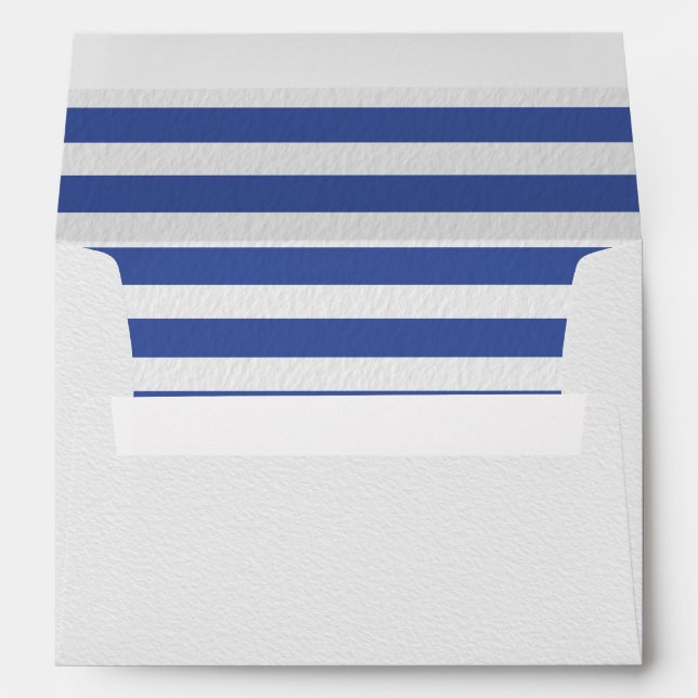 Enveloppe Mariage rayé bleu et blanc (Dos (Bas))