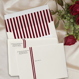 Enveloppe Mariage rayure Prépa Crème Bourgogne