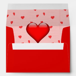 Enveloppe Mariage Red Heart Moderne Chic Monogramme