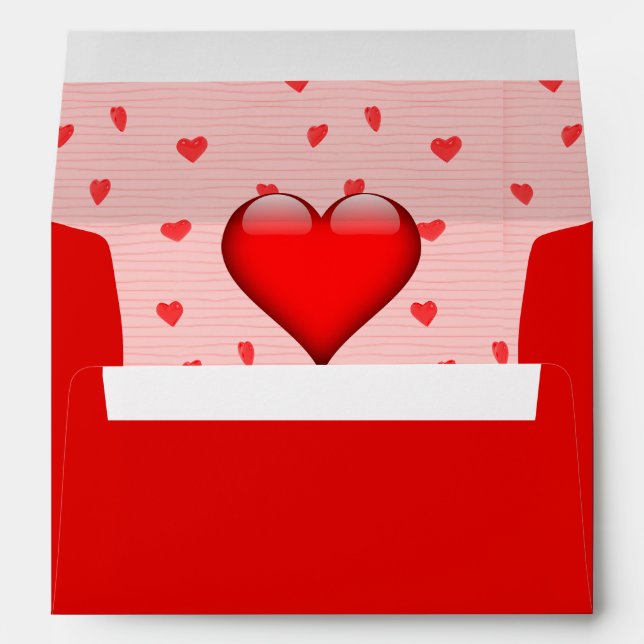 Enveloppe Mariage Red Heart Moderne Chic Monogramme (Dos (Bas))