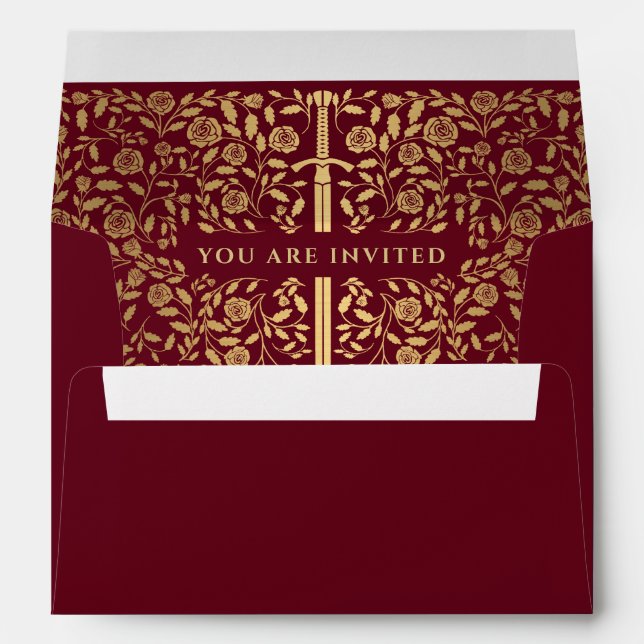 Enveloppe Mariage Red Royal Médiévale Gold (Dos (Bas))