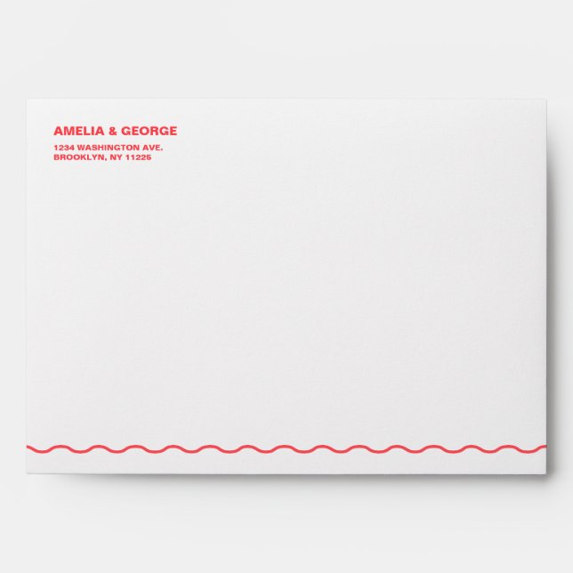 Enveloppe Mariage rétro Coral Wavy (Devant)