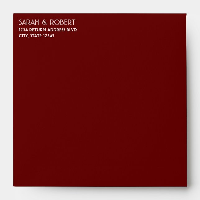 Enveloppe Mariage rétro de Bourgogne rouge foncé (Devant)