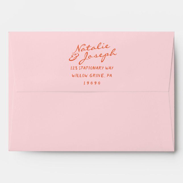 Enveloppe Mariage rétro épisodique à main colorée (Dos (Haut rabat))