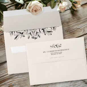 Enveloppe Mariage Rétro Noir & Crème Faire-Part Autoadressé